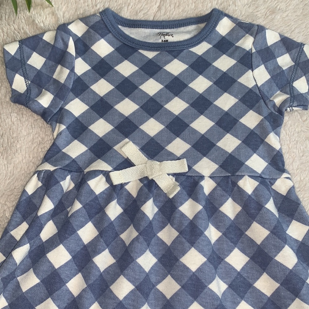 Touched by Nature 3-6M Blue Check Dress EUC Organic Cotton - Picture 2 of 8
